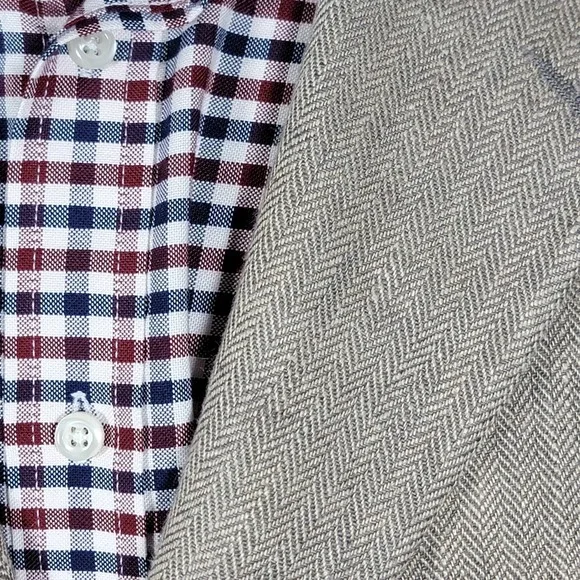 Eddie Bauer Men's Sport Coat Blazer Two Button Beige Herringbone Irish Linen 44R